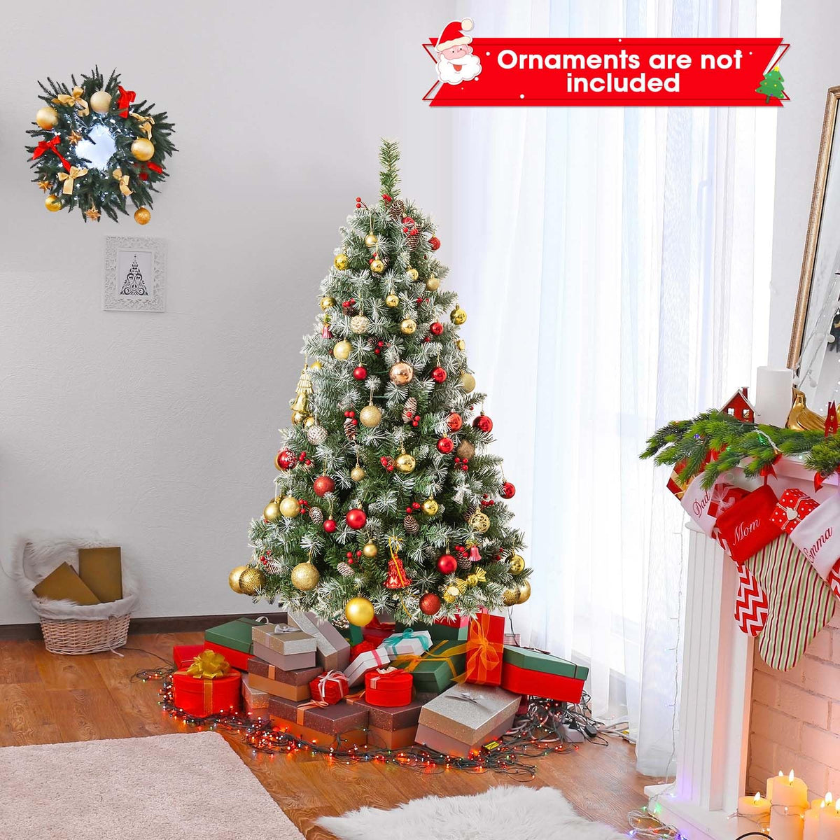1.5M Hinged Christmas Tree with 8 Lighting Modes, Memory Function
