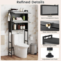 166 cm Over-the-toilet Cabinet Bathroom Organizer with Hooks