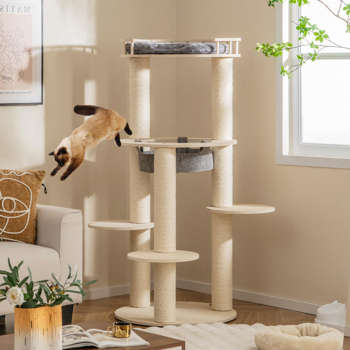 155CM Tall Multi-level Cat Tower for Indoor Cats