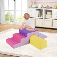 Kids Climb and Crawl Foam Block Play Set, 4-Piece Toddler Soft Building Blocks Structures Set for Children Development