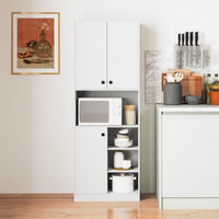 Kitchen Pantry Storage Cabinet 166 cm Tall Modern Hutch Cabinet w/ Open Shelves