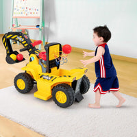 6V Kids Ride On Excavator, Multifunctional Construction Car w/Storage, Horn & Sound Effects