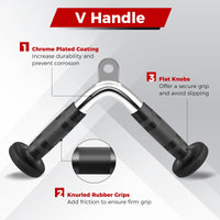 Cable Machine Attachment Set, LAT Pulldown Attachments incl. V-Shaped Press Down Handle