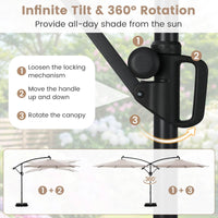 3 m Solar Offset Hanging Umbrella w/Base