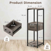 2 Pack 3 Tier Tall Metal Plant Stand with Drawer