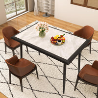 Sintered Stone Dining Table, Rectangular Kitchen Table w/Metal Frame
