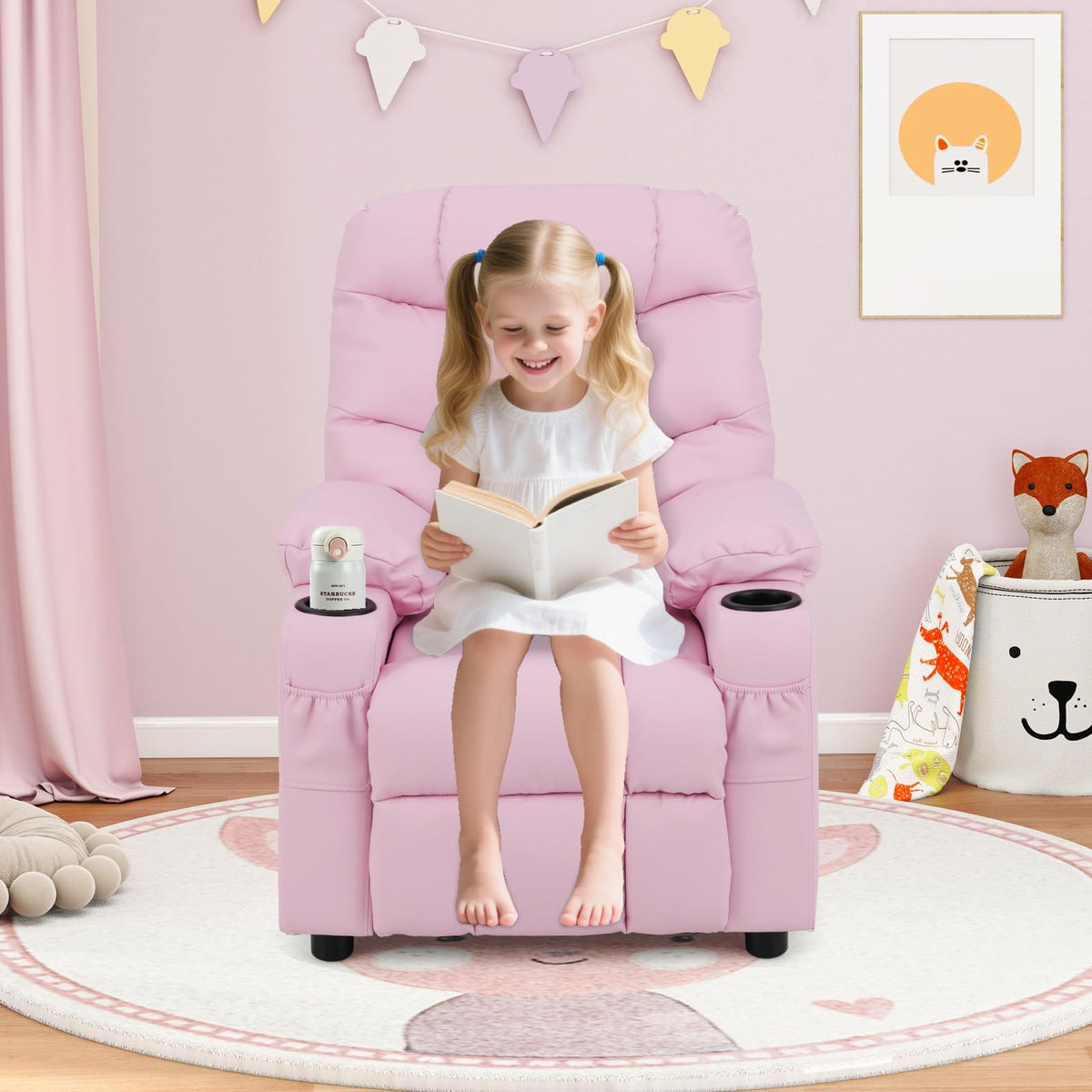 Kids Recliner Chair with Cup Holder