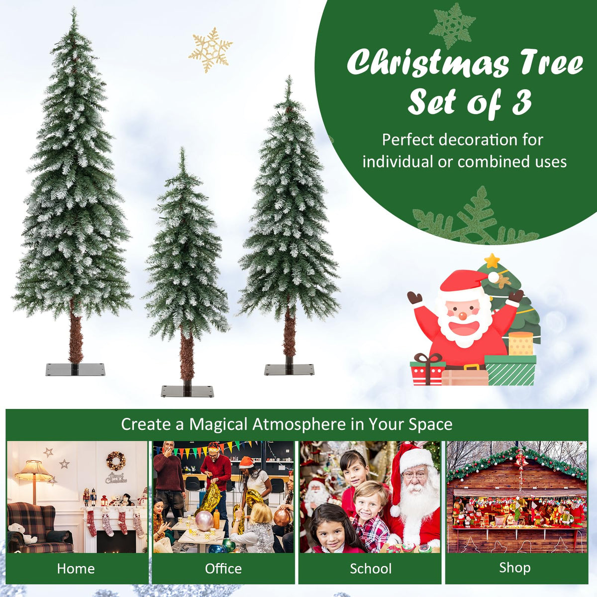 90cm/120cm/150cm Artificial Xmas Tree with PVC Branch Tips & Warm White LED Lights