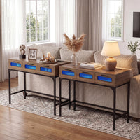 Console Table with LED Lights and Charging Station for Living Room and Hallway