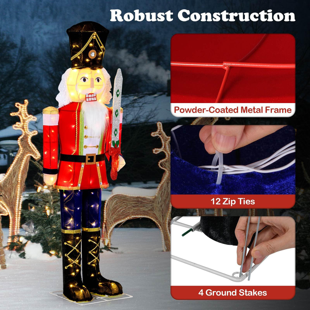 157 CM Lighted Nutcracker Soldier Outdoor Christmas Decoration