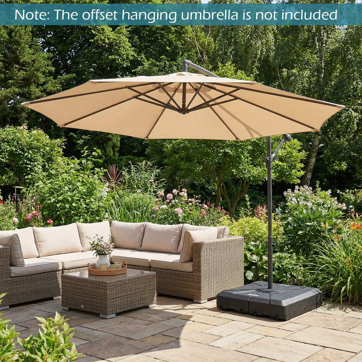 Cantilever Umbrella Base with Wheels,180kgWater&Sand Fillable Weighted Stand