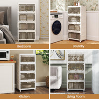 Collapsible Closet Storage Organizer with Wheels for Bedroom Living Room, Easy Assembly (4-Tier)