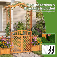 Garden Arbor with Gate and 2 Planter Boxes for Backyard