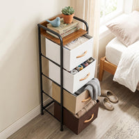 Giantex 4-Drawer Narrow Dresser with Removable Fabric Bins & Top Shelf
