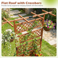 185cm Planter Box with Trellis and Flat Roof for Climbing Plants