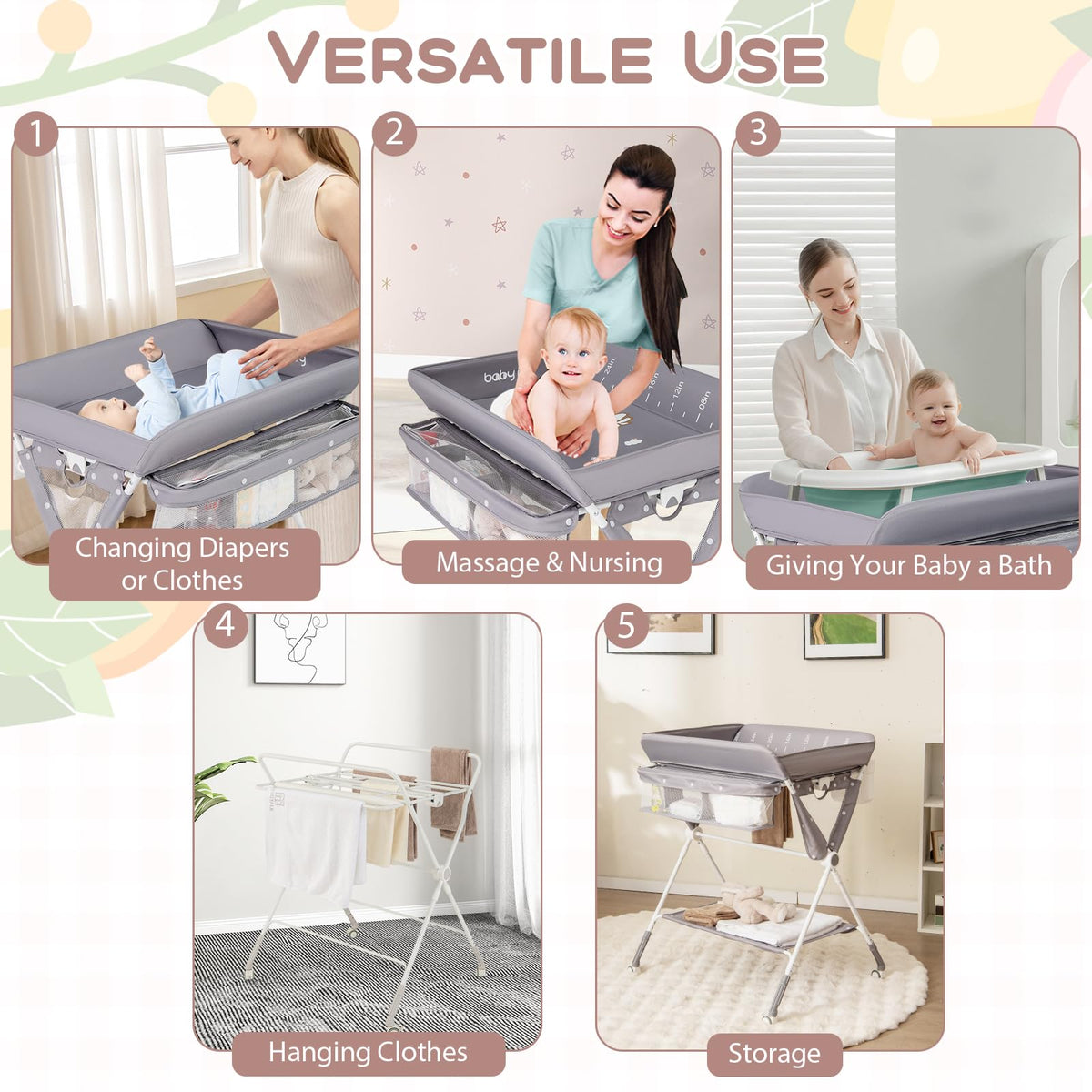 Portable Folding Baby Changing Table for Infant Newborn Nursery