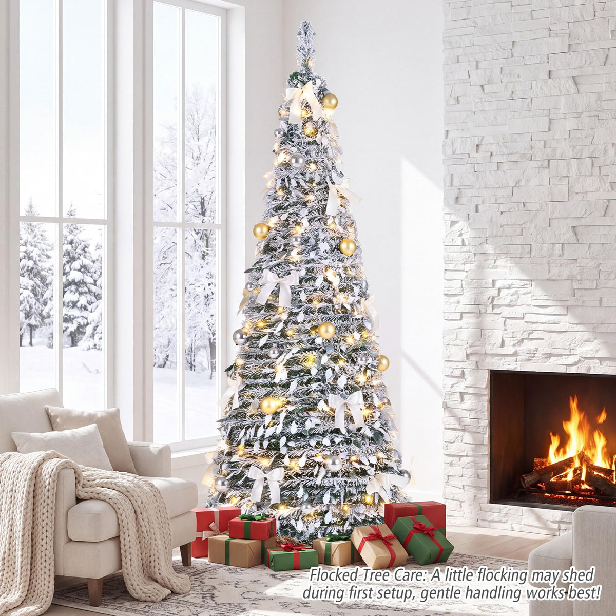 180cm Pre-Lit Pop Up Christmas Tree w/ 140 Warm White LED Lights