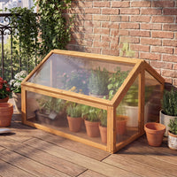 Wood Cold Frame Greenhouse, Portable Raised Flower Planter Protection