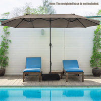 4.7 M Double-Sided Patio Umbrella, Outdoor Extra Large Umbrella W/Hand-Crank System & Air Vents