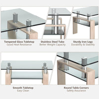 Giantex Rectangular Coffee Table, Modern Coffee Table with 2-Tier Storage Shelf