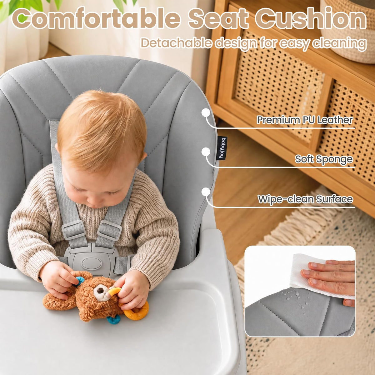 7-in-1 Convertible Foldable Baby High Chair w/Adjustable Tray