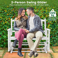 Patio Glider Loveseat Chair Swing Rocking Bench with Slatted Seat and Curved Backrest
