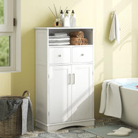 Giantex Bathroom Floor Cabinet Freestanding Storage Cabinet with 2 Doors