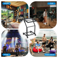 2 Layer Professional Audio Rack Mount with Lockable Wheels