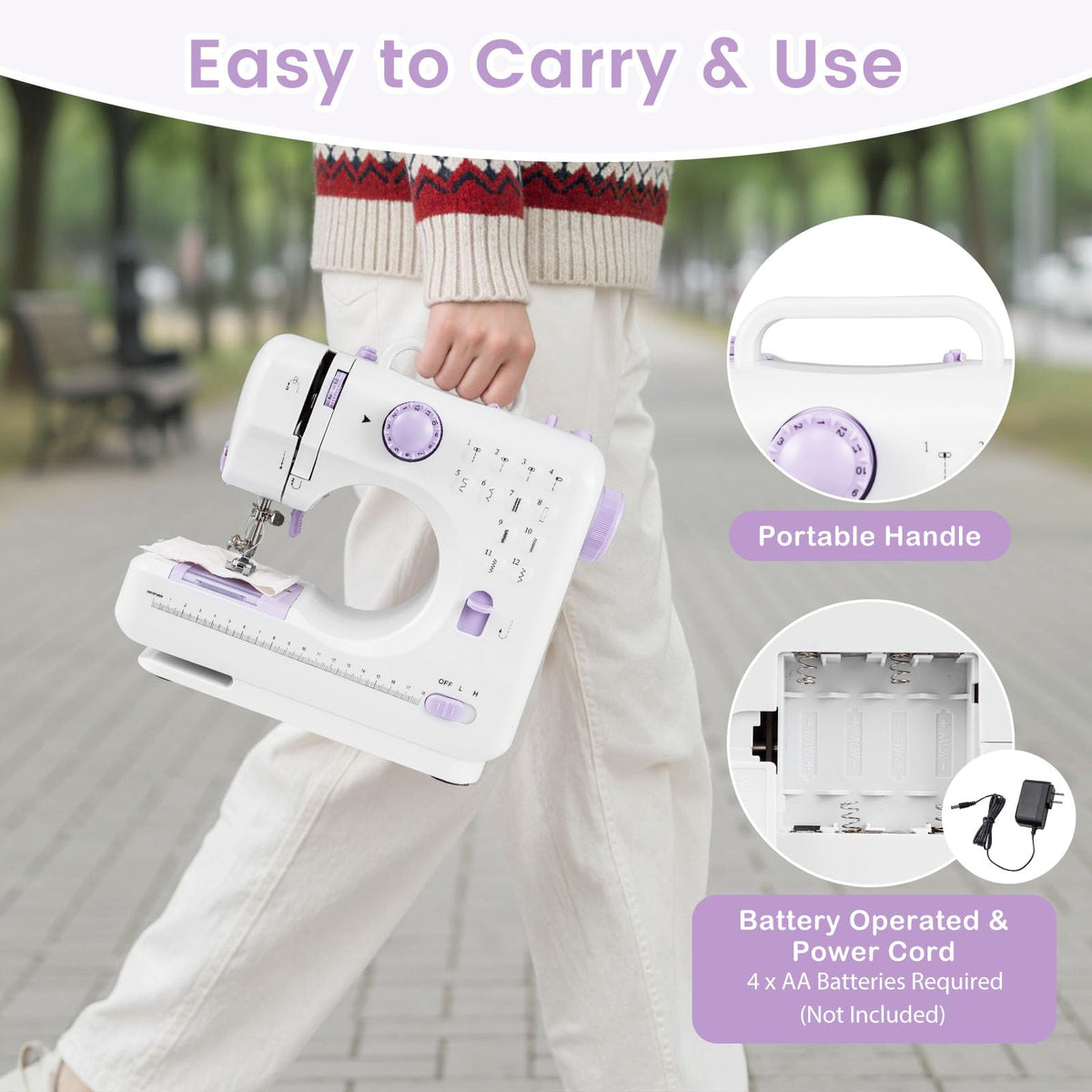 Mini Sewing Machine with 12 Built-in Stitches for Beginners