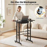 Standing Desk Height Adjustable with Fabric Drawer and Lockable Wheels