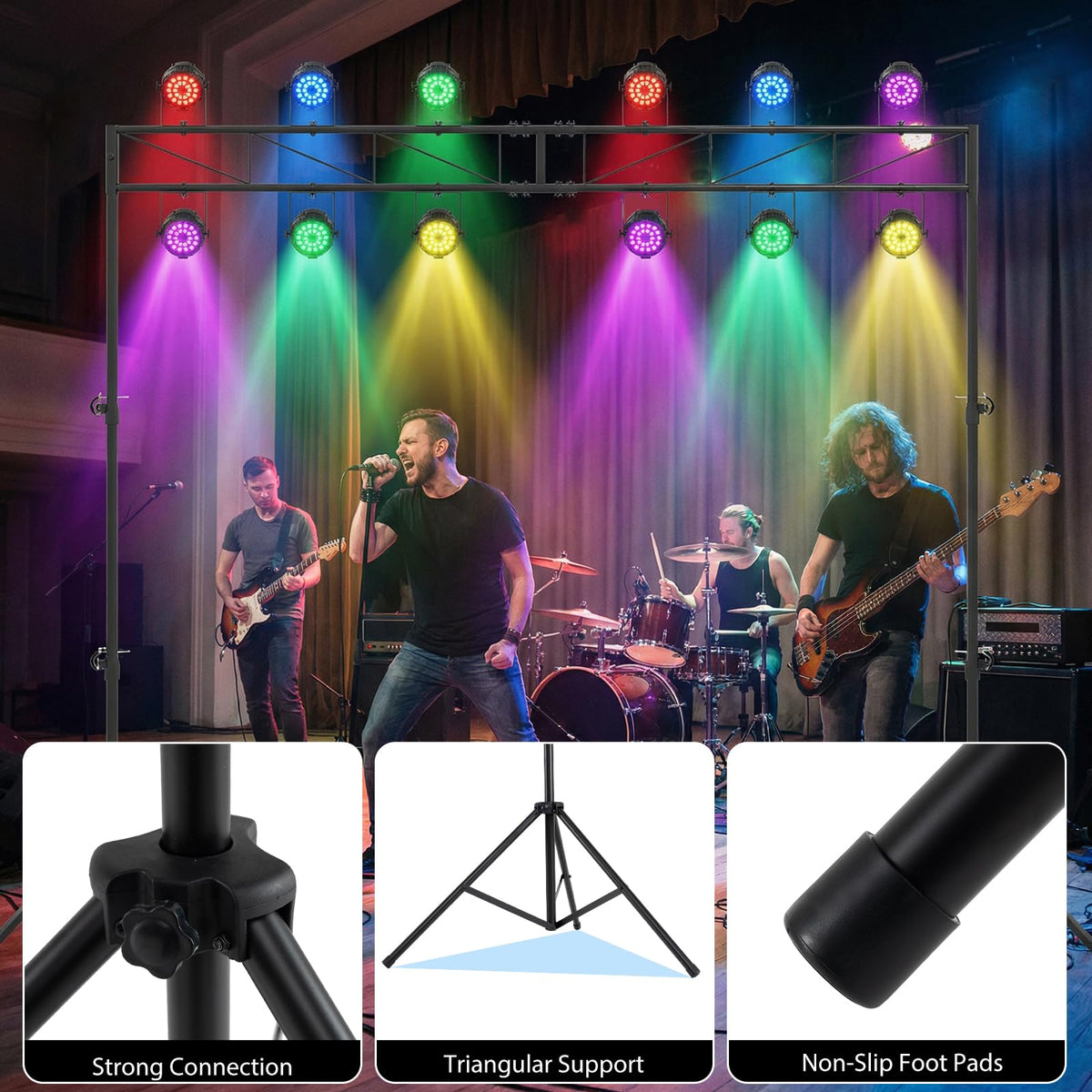 Portable Lighting stand System, Height Adjustable DJ Light Stand