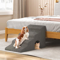 4-Tier High Density Foam Dog Ramps, Extra Wide Pet Stairs with Non-slip Bottom for High Beds & Couches