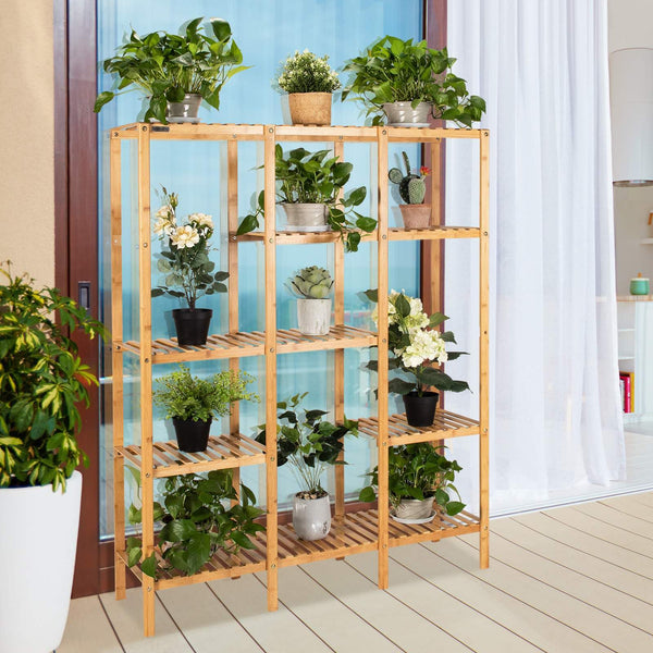 Bamboo Plant Stand, 5 Tier 12 Potted Plant Shelf