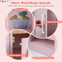 Dual-Sided Kids Play Kitchen, Wooden Kitchen Playset w/Water Dispenser