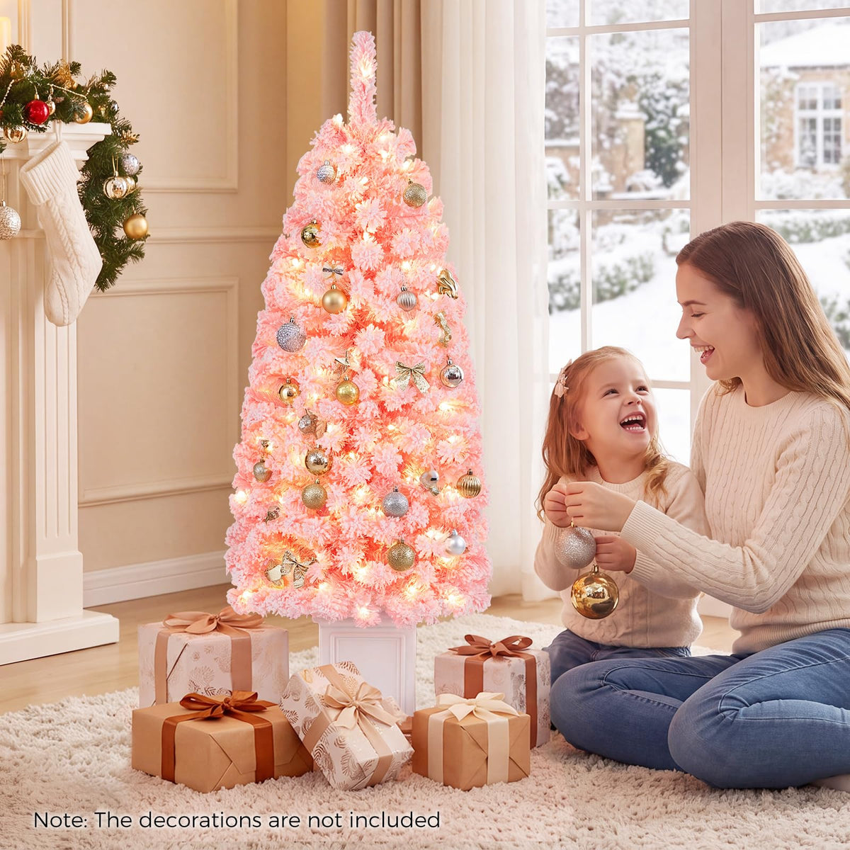 120 cm Pre-lit Potted Artificial Christmas Tree w/ 100 Warm White LED Lights
