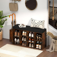 Giantex Shoe Storage Bench with Umbrella Stand, 10-Cube Entryway Bench with Adjustable Shelf & Padded Cushion