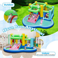 5-in-1 Inflatable Bounce House with Slide and Ocean Balls with 680W Blower