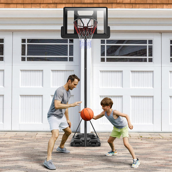 Portable Basketball Hoop System, 180-305cm Adjustable Basketball Goal System w/ 2 Wheels