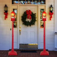 1-Piece Christmas Street Lamp 155cm with Snow Globe and Santa Music for Porch