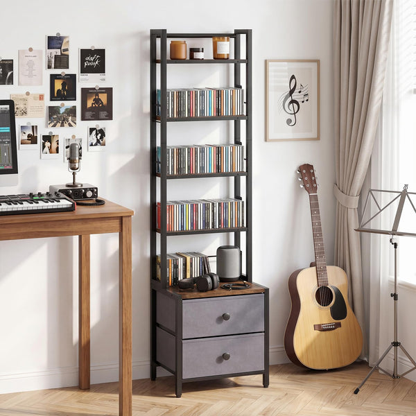 Giantex CD Storage Rack with Drawers, 5-Tier DVD Shelf Organizer