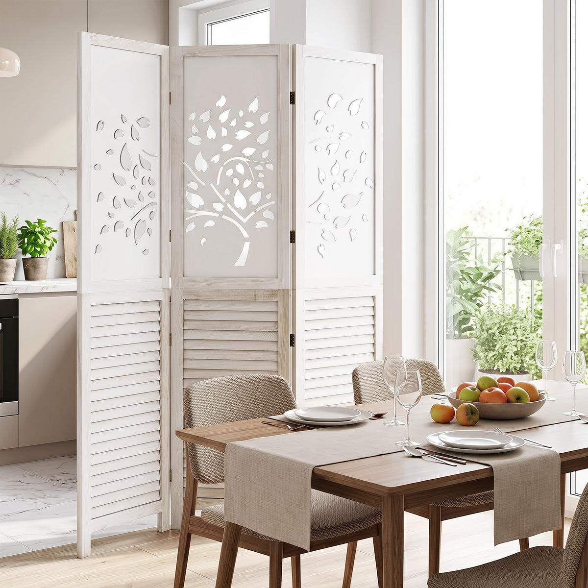Giantex 170 cm Folding Room Divider, 3 Panel Wooden Privacy Screen