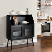 Giantex Buffet Sideboard, Kitchen Accent Console Table w/Open Shelf, 2 Tempered Glass Doors