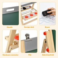 3-In-1 Foldable Kids Easel with Adjustable Height and Chalks Pens