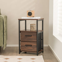 Giantex Retro Nightstand, Bedside Table with 2 Removable Fabric Drawers & Sturdy Metal Frame