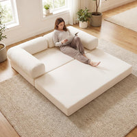 4-in-1 Folding Sofa Bed Convertible Futon Couch with Comfy Corduroy Cover
