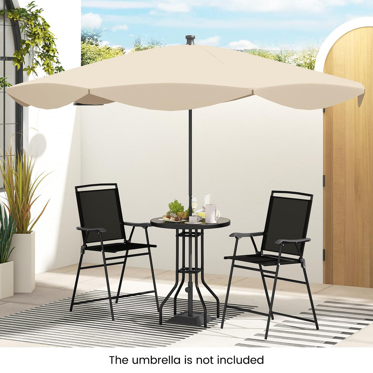 3 PCS Outdoor Bar Stool Set, Bistro Furniture with DPC Tabletop