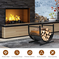 U-Shaped Firewood Rack with Handles for Fireplace Log Storage