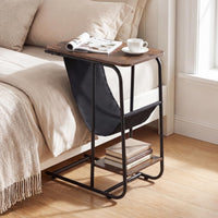 Giantex C-Shaped End Table with Canvas Book Holder & Bottom Storage Shelf