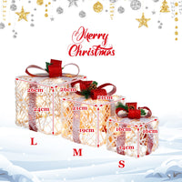 Set of 3 Gift Boxes Christmas Lighted Decoration with 6 Hours Timing Function