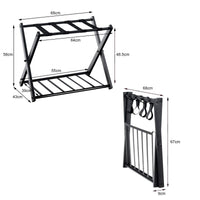 Home Luggage Rack Stand, Double Tiers Luggage Holder with Shoe Shelf, Home Organization